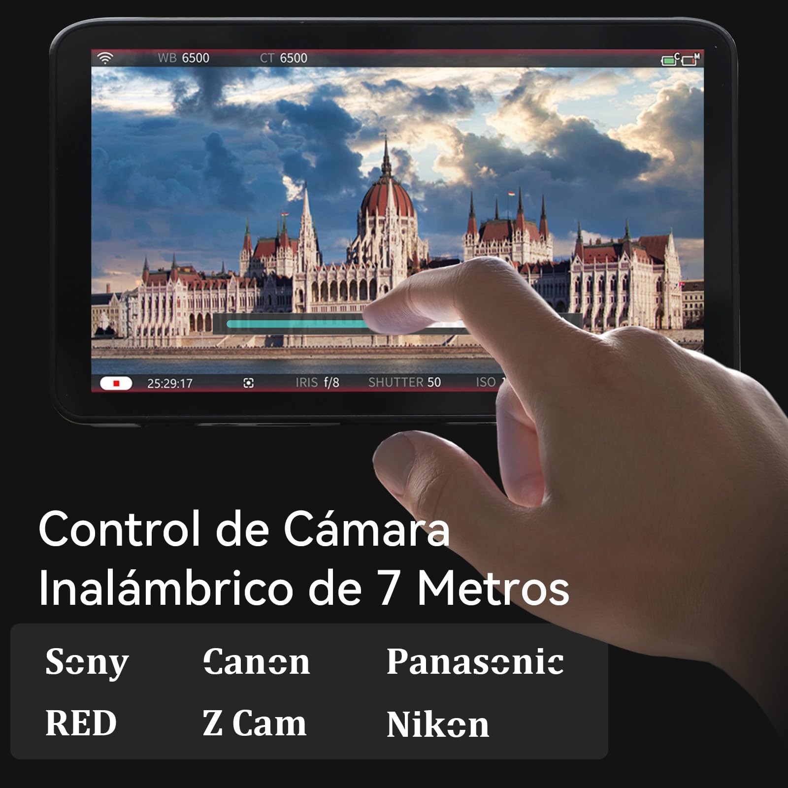 Portkeys LS7P Monitor De Campo On-Camera 7" 1000nit Touchscreen, Control Inalámbrico De Cámara, Marco De Metal, Monitor Compatible con S0NY FX3/FX30/FX6, CAN0N EOS C80/C400, BMPCC 4K/6K