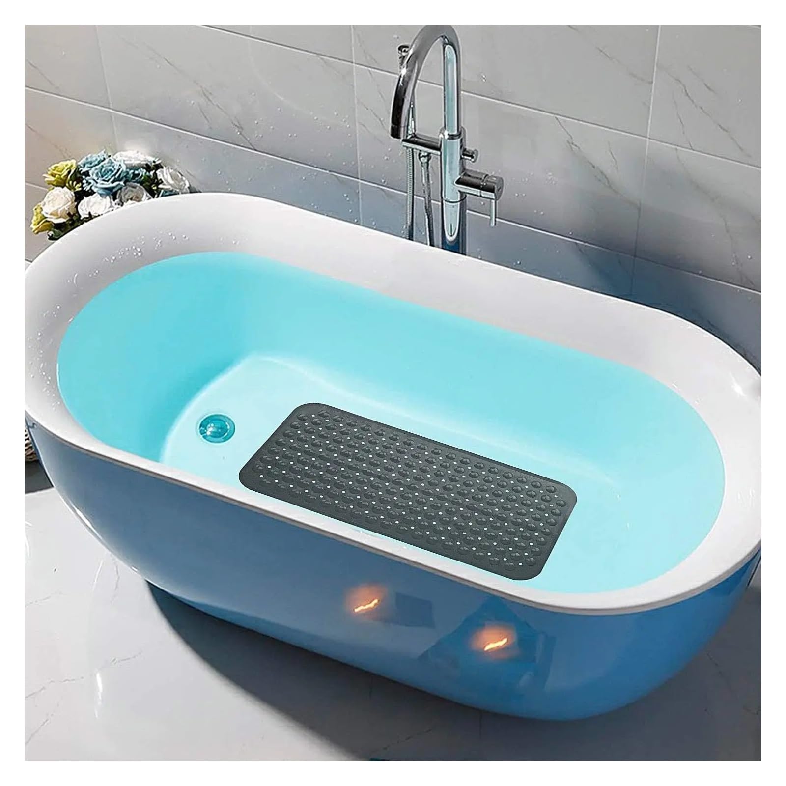 Alfombra BañEra Antideslizante Alfombra de Baño PVC Antideslizante con Ventosas 38x70cm