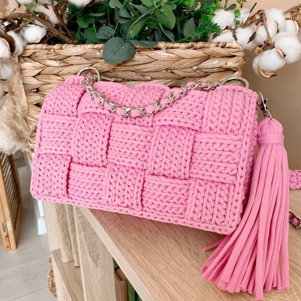 NOTIONSLAND 400g T Shirt Yarn Knitting Yarn Fabric Crochet Yarn for Bag Basket Blanket Home Decoration - Peach Powder Plain Yarns - Image 2