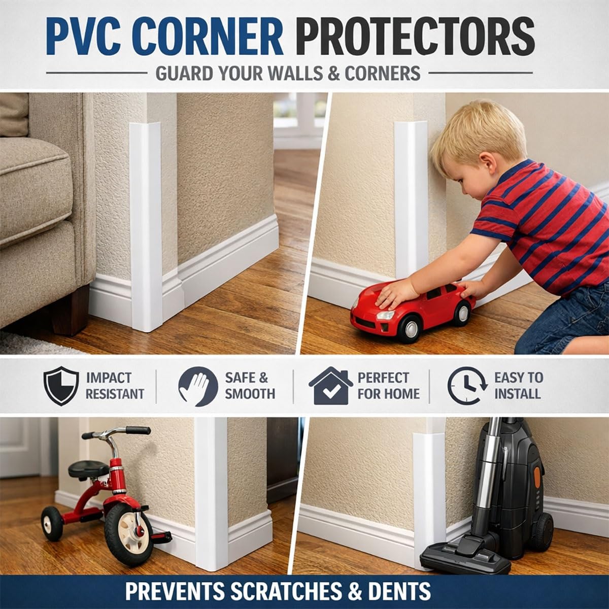 Protector de Esquinas Bebés y Niños, Tira de Protección Angular de PVC Suave, Parachoques Adhesivo para Esquinas de Mesa y Muebles, Seguridad Hogar para Mascotas(Glossy Black,5m/196.9in)