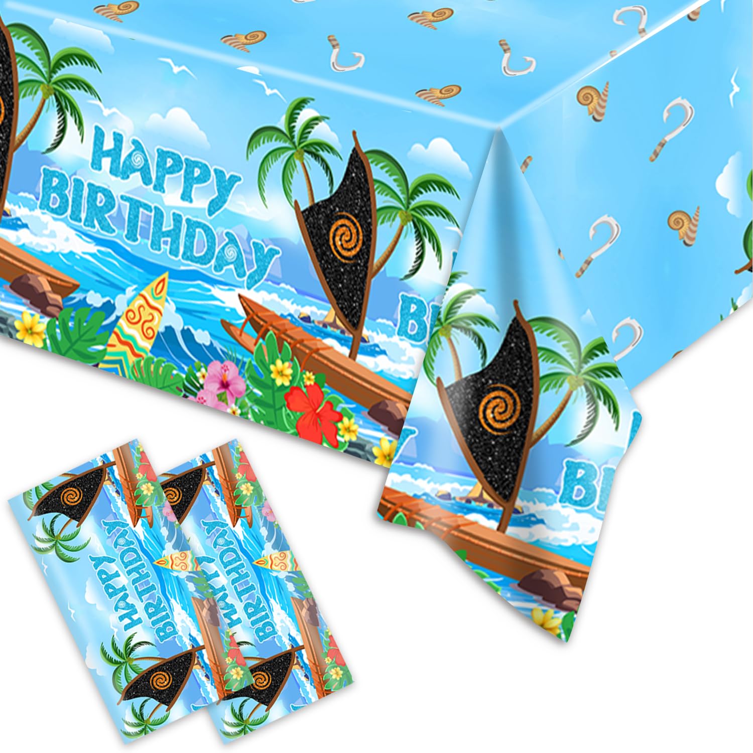 HB DOT 2Pcs Ocean Birthday Party Tablecloch Tableware Supplies for Ocean Baby Shower Birthday Party Decorations