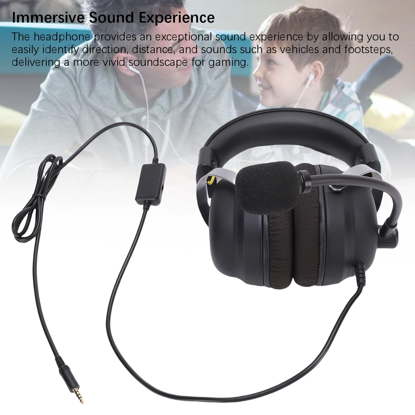 Cuffie da Gioco con Surround a 360° - Interfaccia per Cuffie da 0,5 Mm Guardare Film Ascolto - Driver da 50 Mm Professionale sull'orecchio
