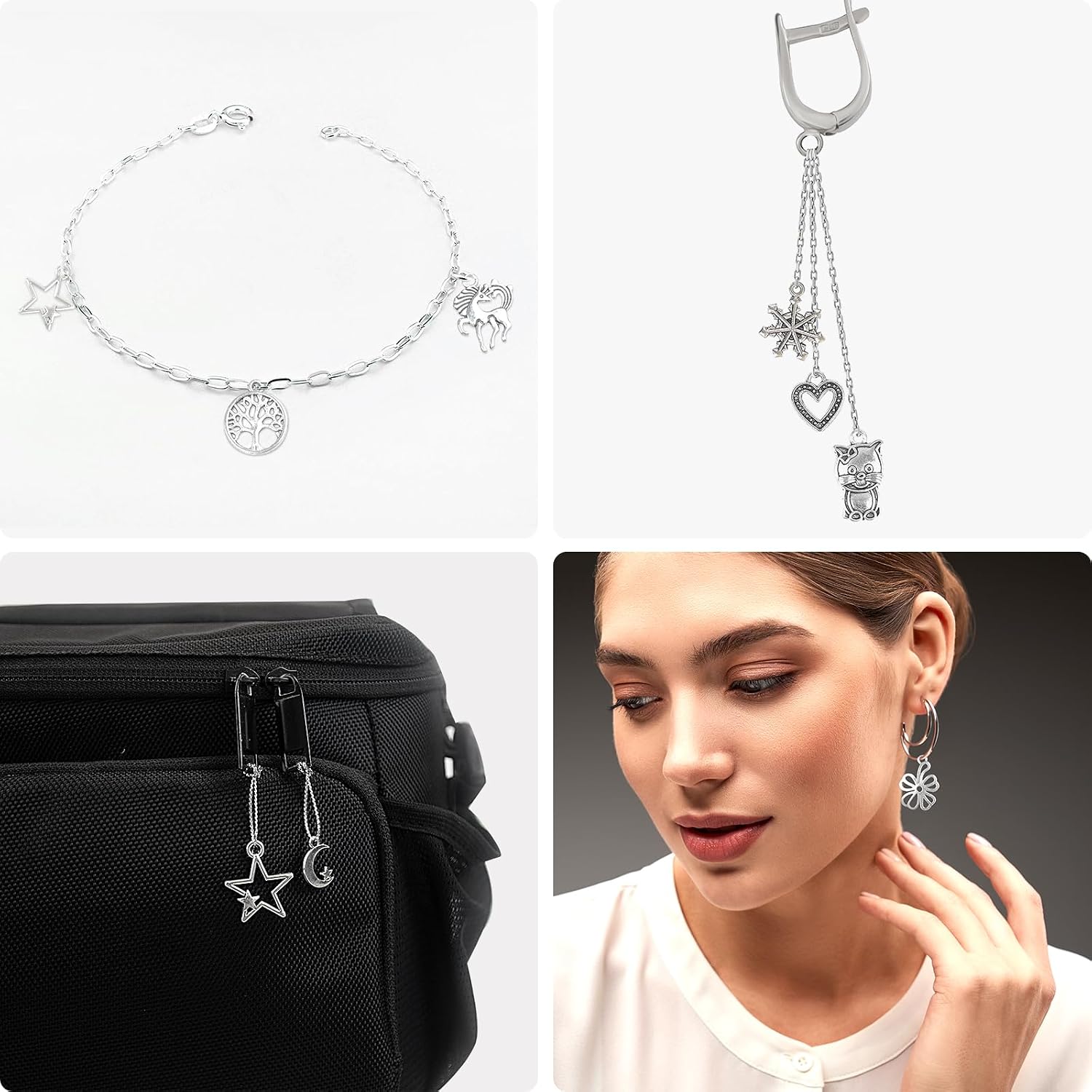 Bulk Silver Jewelry Making Charms: 500 Pieces Assorted Cute Vintage Mini Small Metal Pendants for DIY Earring Necklace Bracelet Keychain, Hat Tiny Decoration, Teen Hair Craft Embellishment