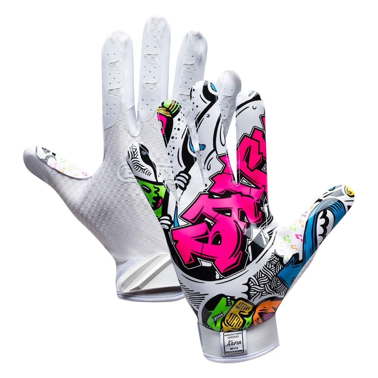 Battle - Guantes de fútbol de Gran Receptor Deportivo de Graffiti - Guantes de fútbol para Adultos y jóvenes - Guantes Ultra adherentes