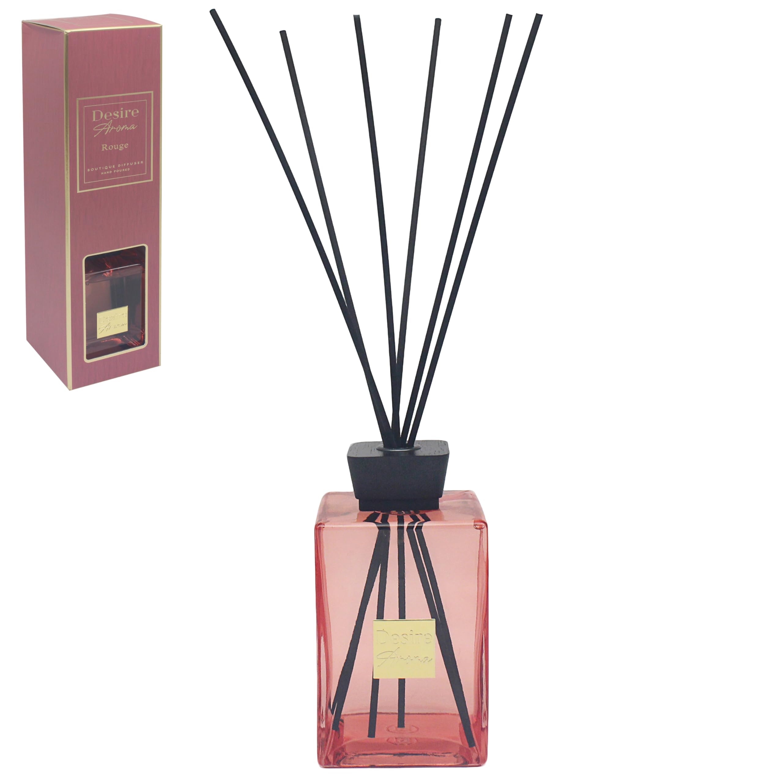 Lesser & Pavey Desire Aroma 1l Rouge Diffuser For Home & Office | Long-Lasting Reed Diffuser With Sticks | Elegant Aromatherapy For Fragrance & Air Freshener | Lovely Gift For Women & Men