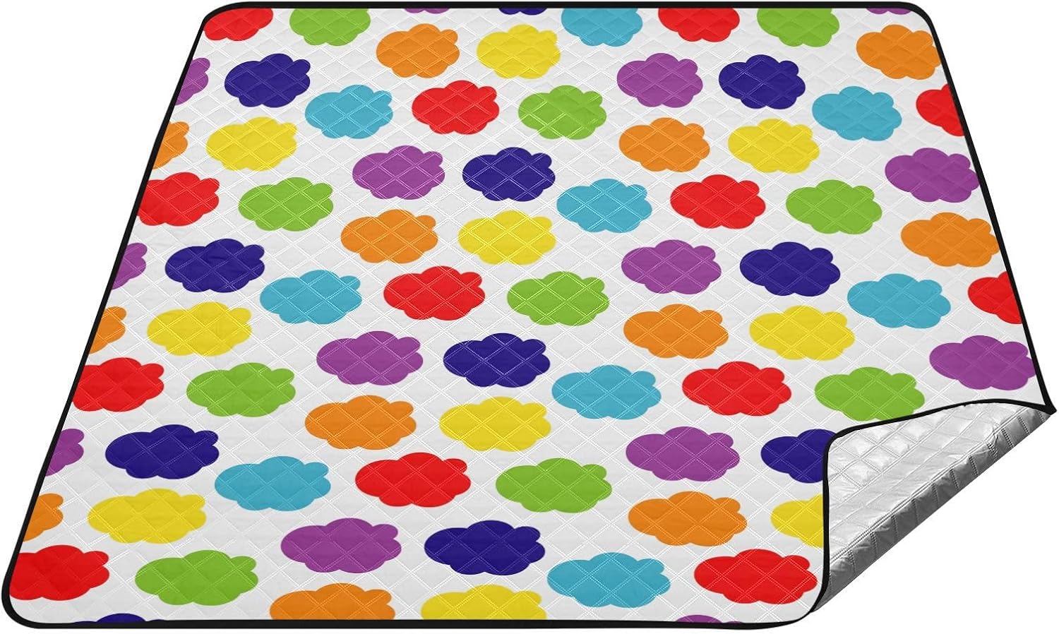 Rainbow Digital Papers Simple Waterproof Picnic Basket Set Water-Resistant Party Outdoor Playmat for 4 to 6 Adults Summer Gift cobija para Picnic