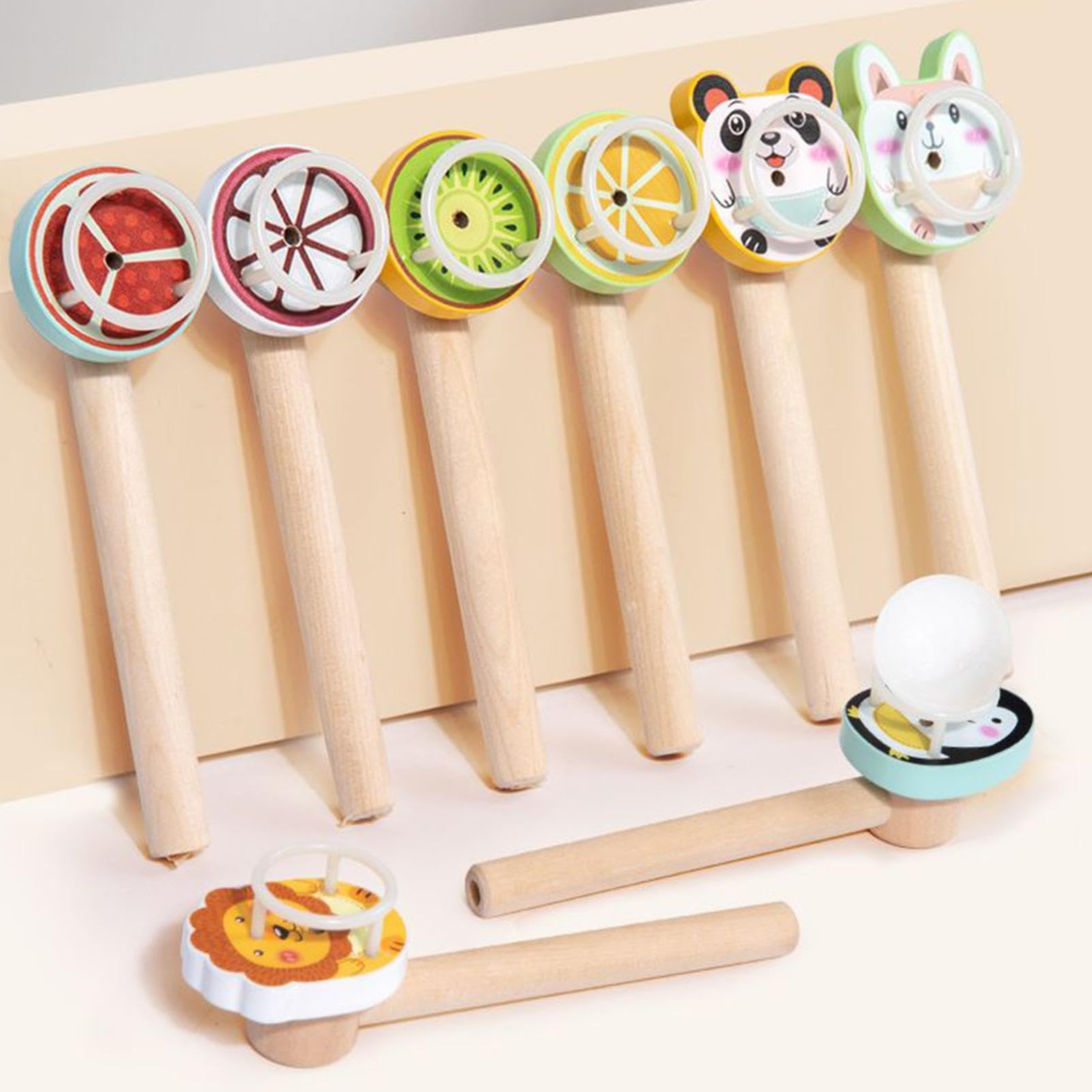 Jouet De Balle Flottante à Souffler - 8 Tubes 14 Cm Et 8 Balles 3,2 Cm, Bois/PVC, Jeu Sensoriel éducatif, Pour Intérieur/extérieur, Fêtes