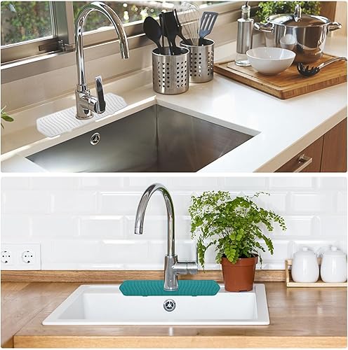 Miniatura 4 de uxcell Protector contra salpicaduras para fregadero de cocina, alfombrilla de silicona de 17.7 x 5.8 pulgadas, alfombrilla para grifo de agua para