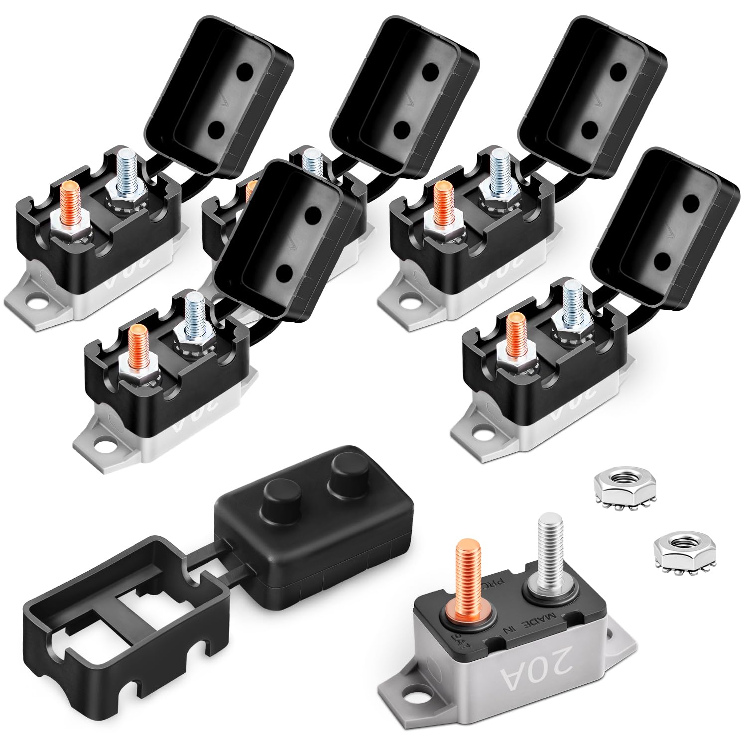 50Amp Automatic Reset Circuit Breaker 12V-24V DC for Automotive Marine Boat Car RV Trailer Solar System with Cover Stud Bolt, IP66 Waterproof (Pack of 6) — Amazon image 8