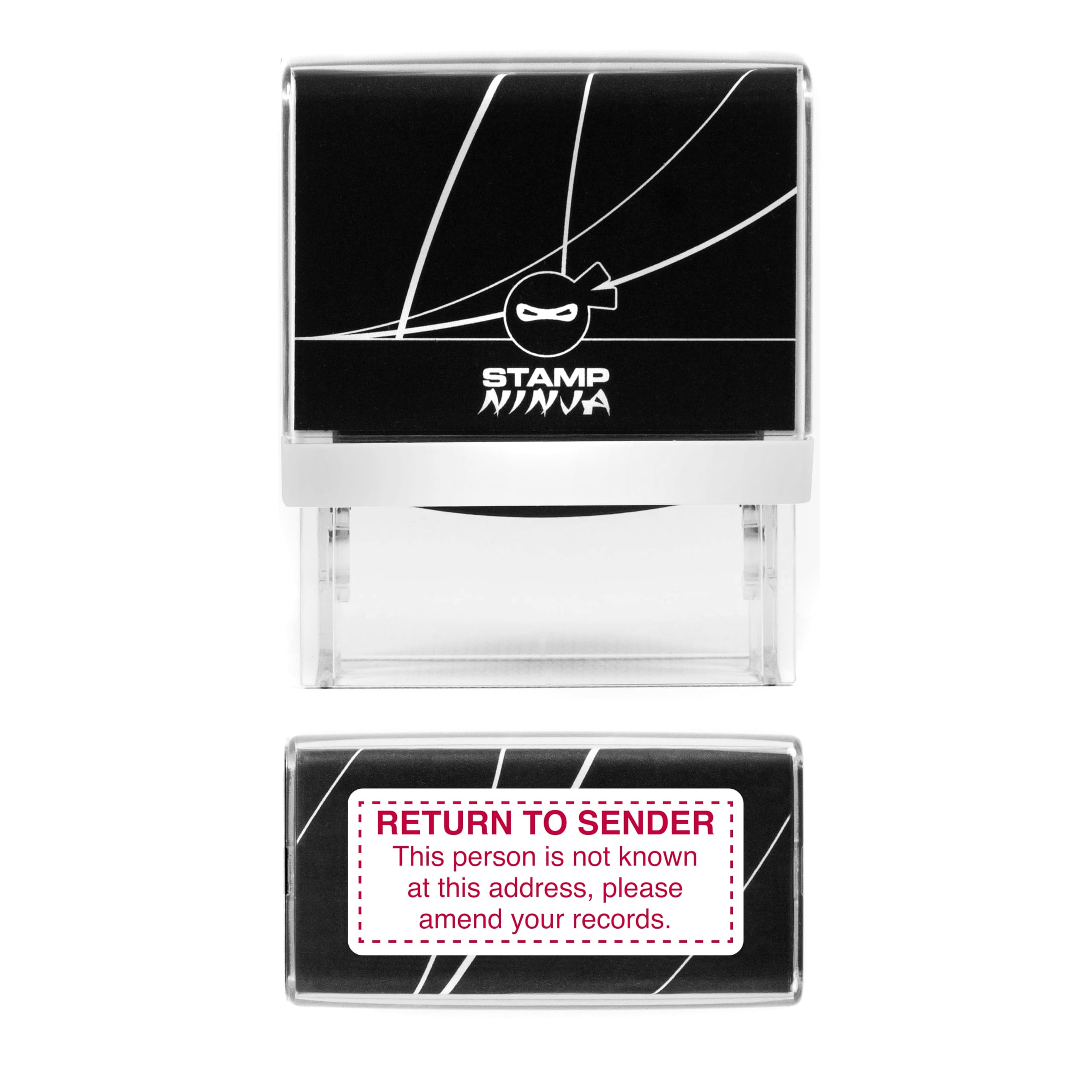 Stamp Ninja Red Ink Return To Sender - This Person Is Not Known At This Address - Self Inking - 45Mm X 18Mm (Red Ink)