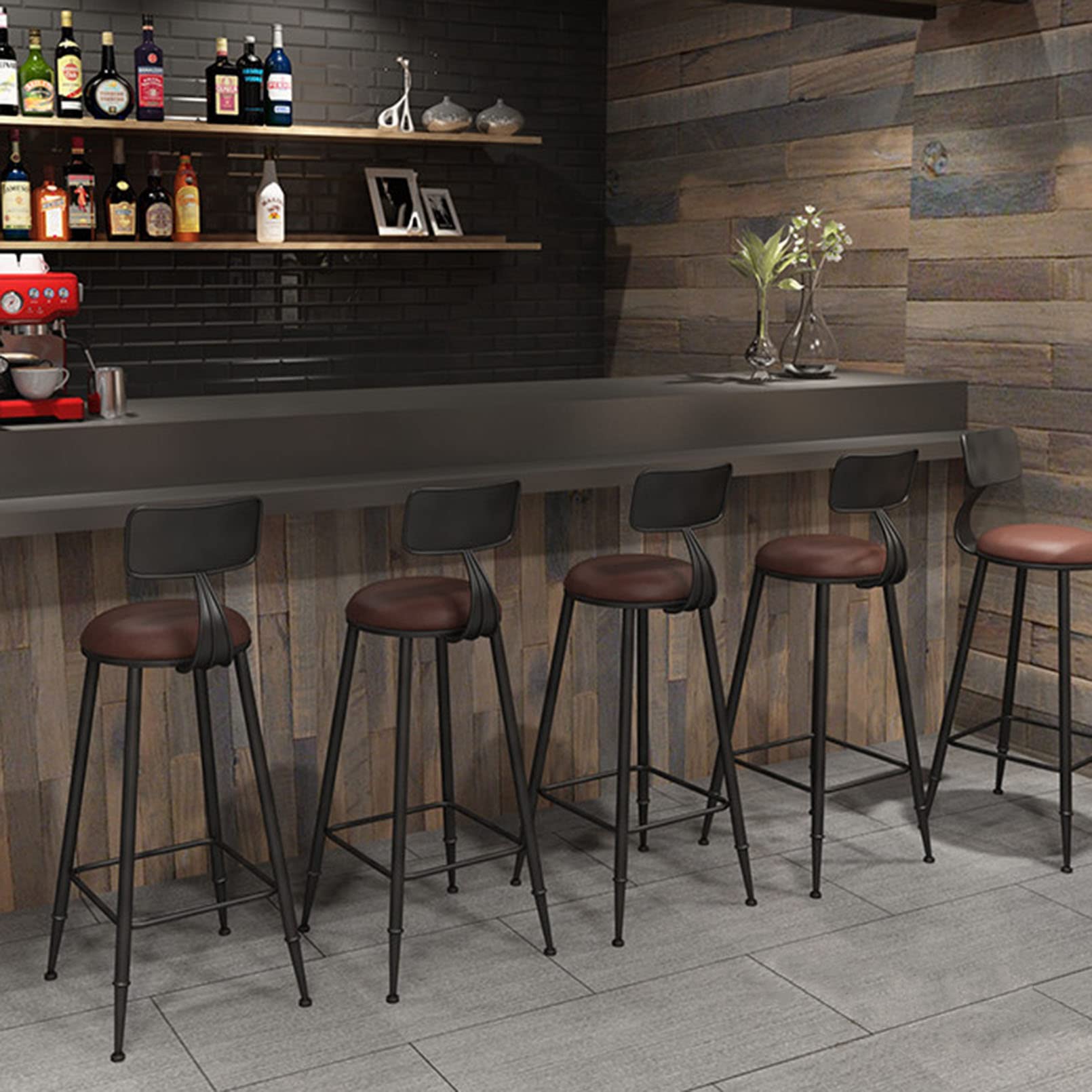 Amazon｜レトロなインダストリアル スタイルのバースツール、2 朝食