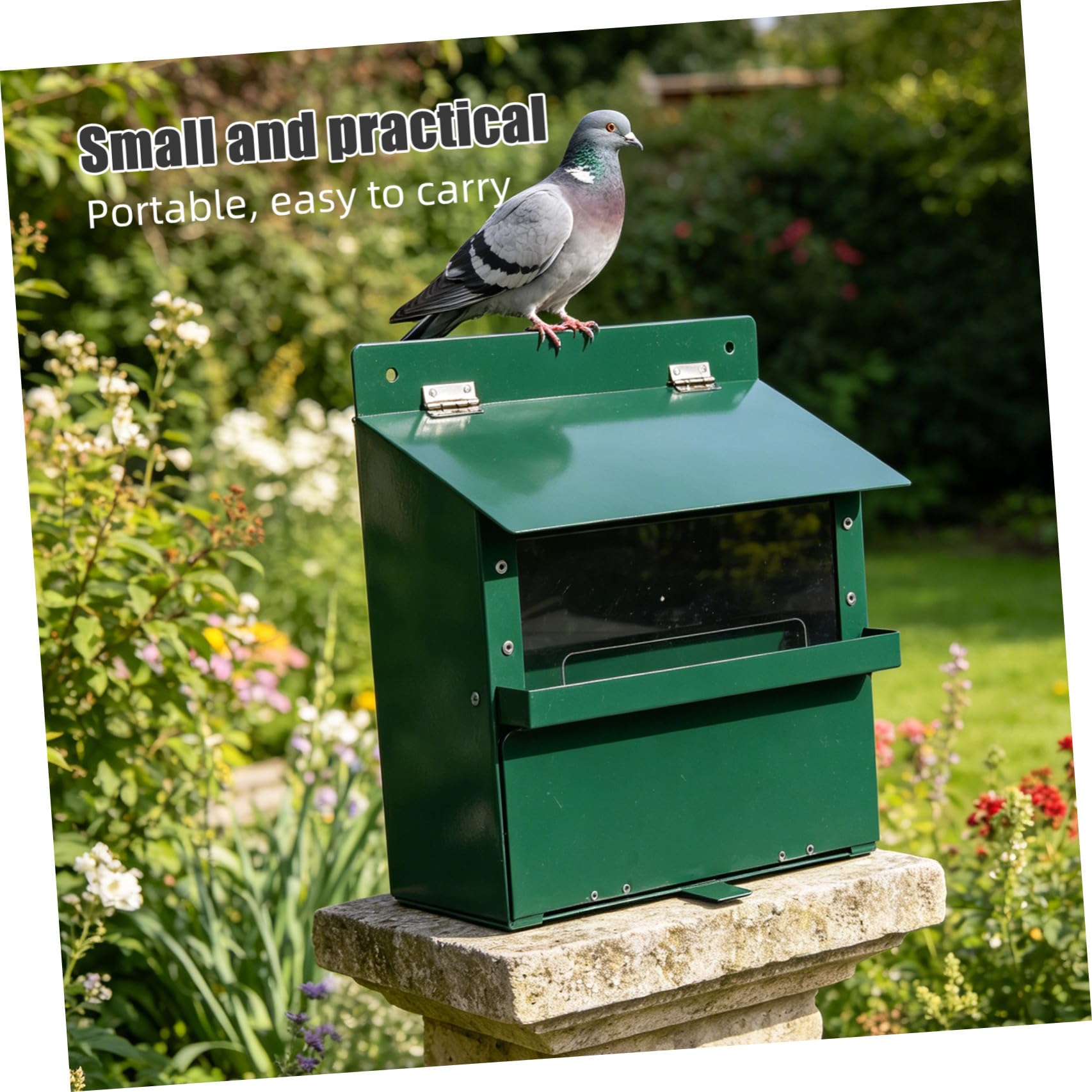 Outdoor Eichhörnchen Futterstation Groß aus Metall, Grün, 23cm