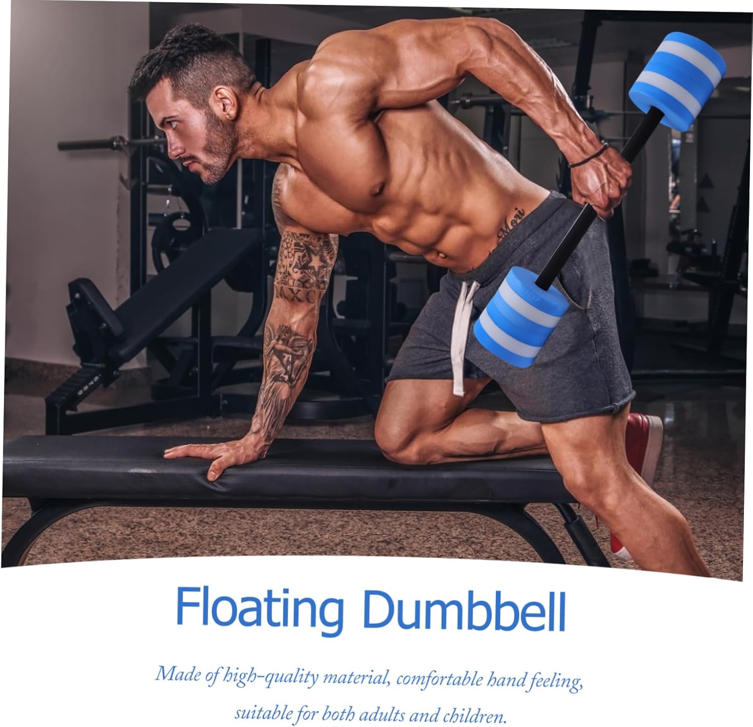 Aquatic Floating Dumbbell Eva Water Weights for Pool Exercise Lightweight Portable Fitness Equipment for Aquatic Aerobics and Swimming Workouts Blue-White Design
