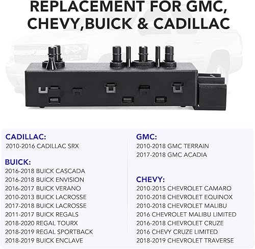Miniatura 4 de 25974714 Interruptor de asiento eléctrico para el lado del conductor Compatible con Chevy Malibu Camaro Equinox Malibu GMC Acadia Terrain Buick