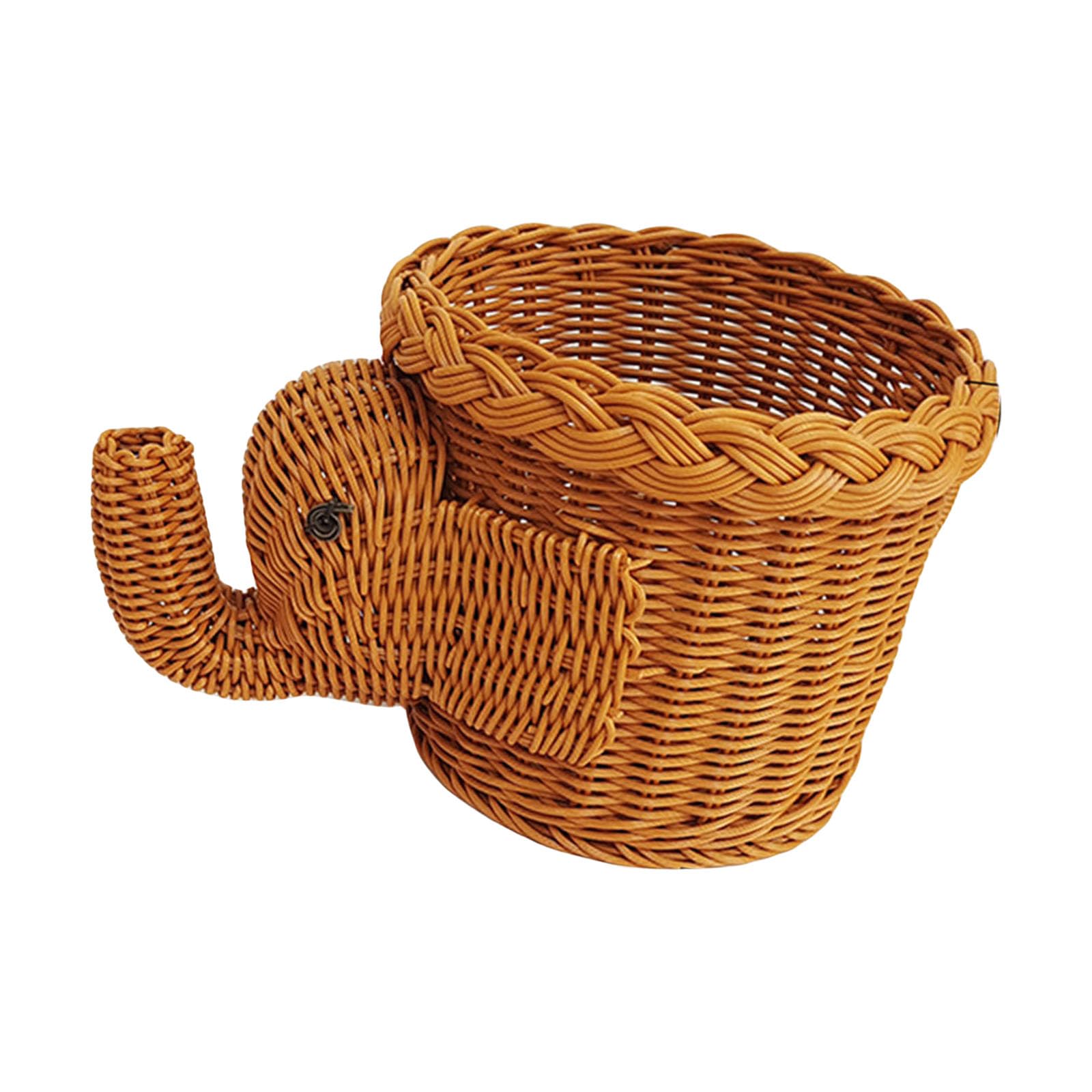 Mekalero Brown Stylish Lovely Elephant Storage Basket For Elegant Home Decoration Portable For Clothes Toy And Household Use Items Handwoven Storage Basket