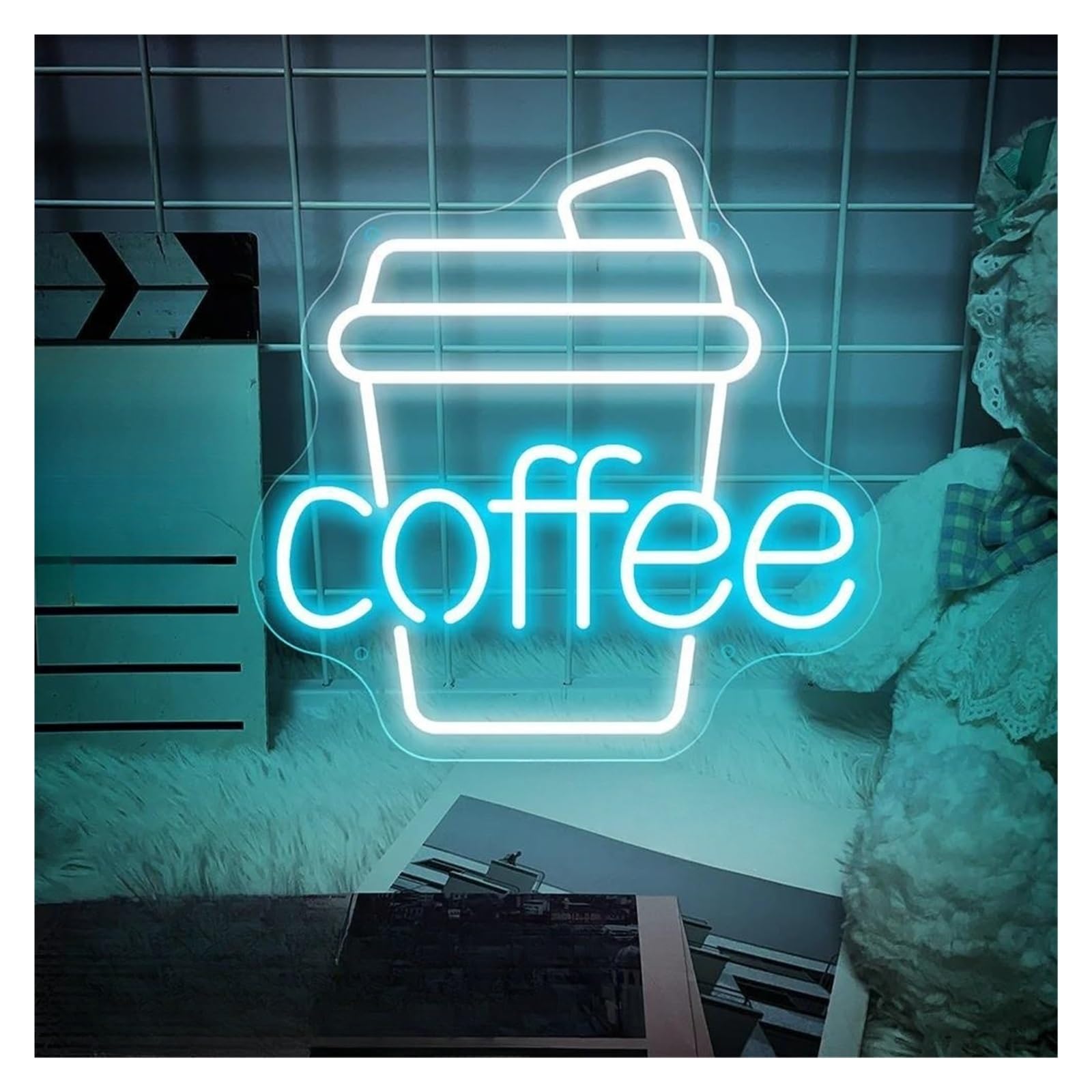 SHOUXI Sign Lamp Coffee Neon Signs Light Dimmable USB Powered Bar Coffee Kitchen Home Cafe Office Club Restaurant Wall Decor Sign Illuminated(A,30x30cm)