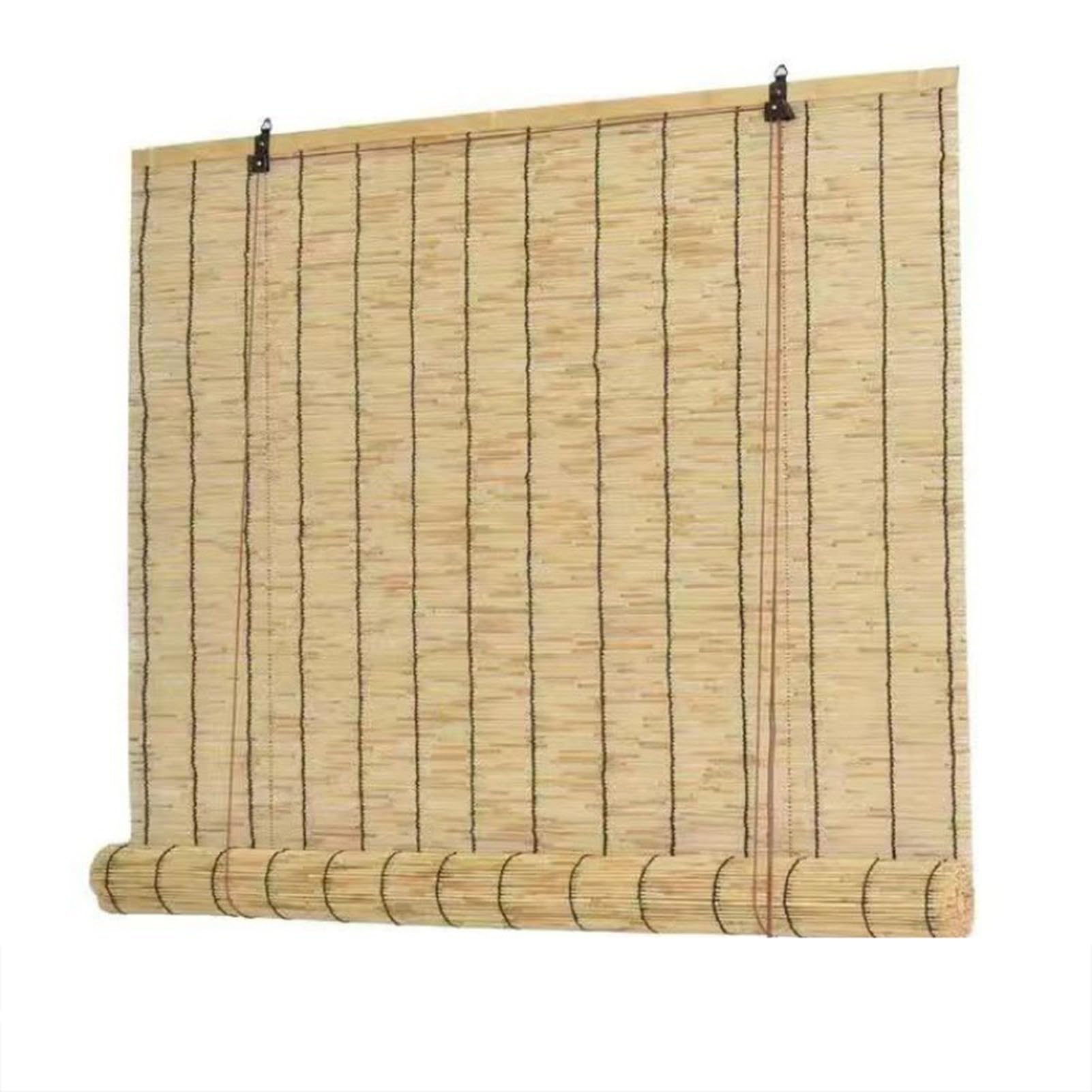 Roman Blinds,Garden Natural Peeled natural black line,Roll Screen Fence Fencing Reed screening,Bamboo Roller,Fence as Garden Privacy Fence for Balcony or as Wind and Sight Protection (W95 x H270cm)