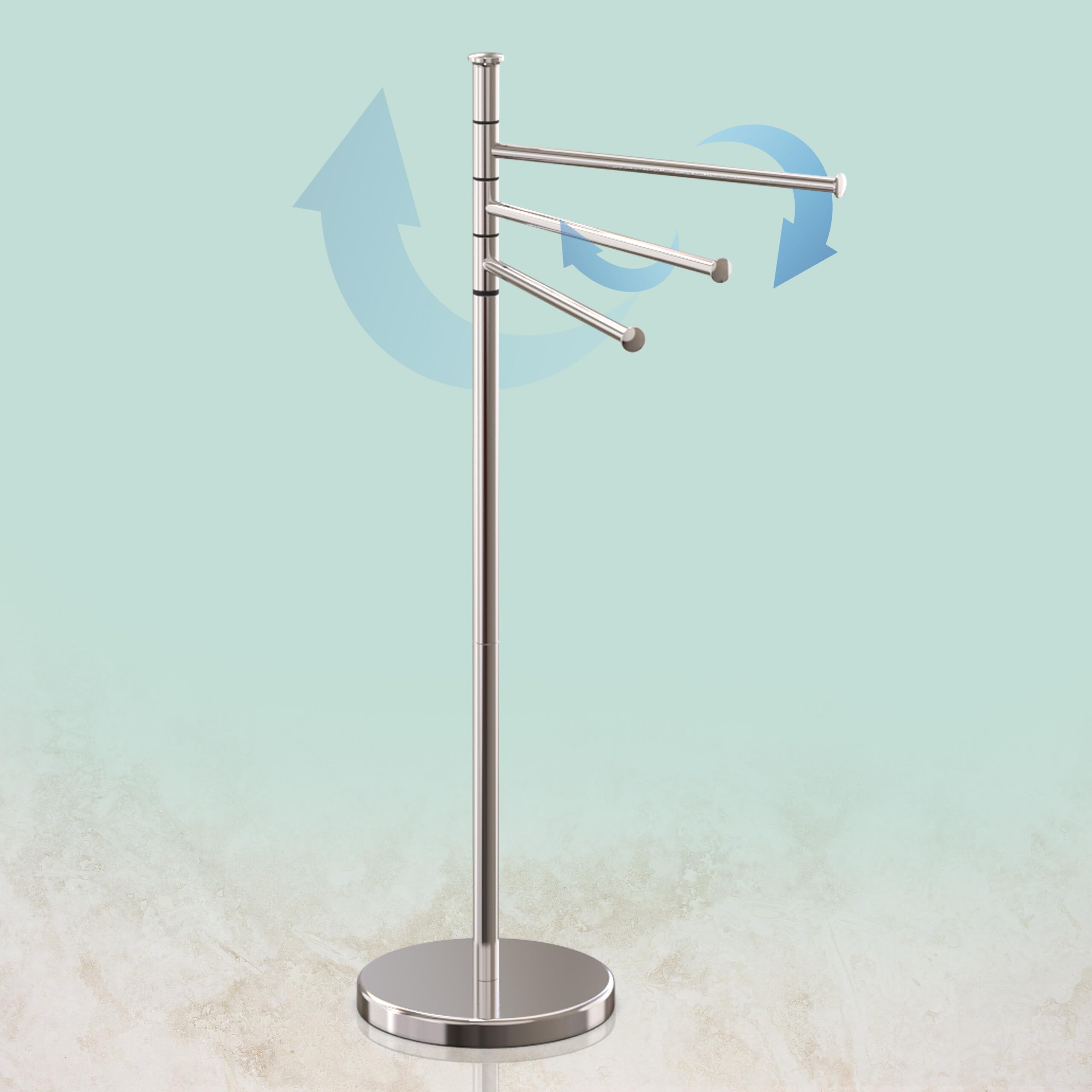 Relaxdays Toallero de Pie, 3 Brazos Giratorios, 85,5x42x22 cm, Soporte Toallas, Acero Inoxidable, Baño, Color a Elegir