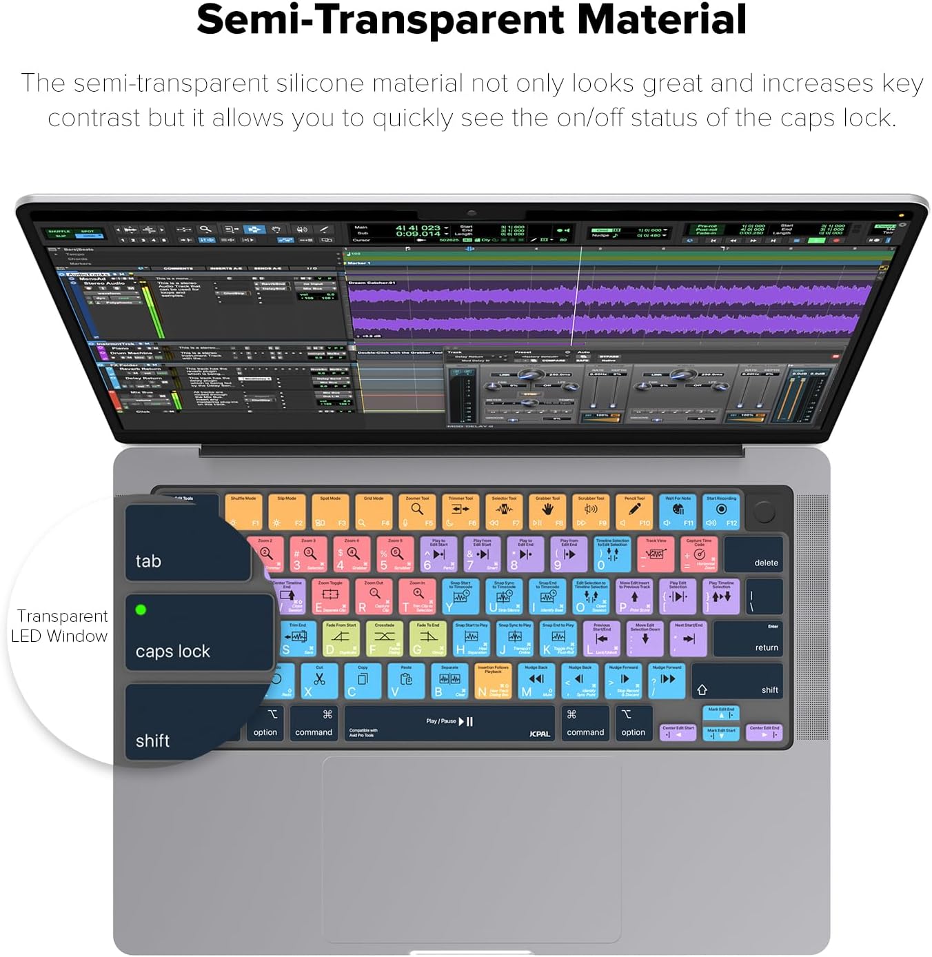 JCPal Avid Pro Tools Shortcut Guide Keyboard Cover for Apple MacBook Pro 14 inch / 16 inch (M1–M5), MacBook Air 13 inch / 15 inch (M2–M5) and MacBook Neo (US–Layout)