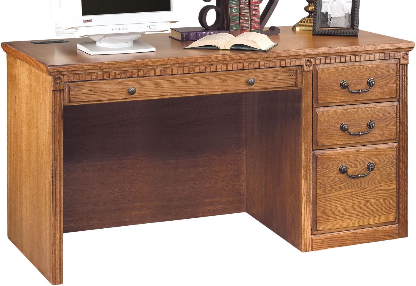 Martin Furniture Huntington Oxford Single Pedestal Computer Desk, Wheat Finish, Fully Assembled