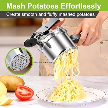 Potato Ricer Stainless Steel, Potato Masher for Fluffy Mashed Potatoes