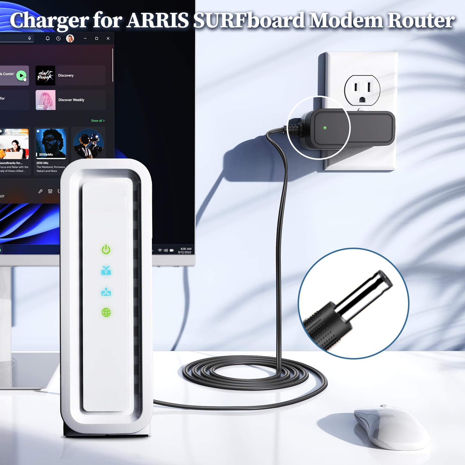 Remplacement pour chargeur modem ARRIS, adaptateur secteur 12 V pour ARRIS SURFboard SB8200 SB00DAD38200 DOCSIS 3.1 SB6190 SB00DXD6190 SBG10 SBV2402 SBG6580 SB6183 SB6141 SB6141 SB66141 SB66141