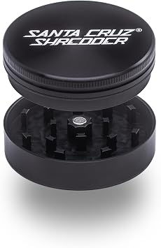 Santa Cruz Shredder Metal Herb Grinder Knurled Top for Stronger Grip 2-Piece 2.7" Black