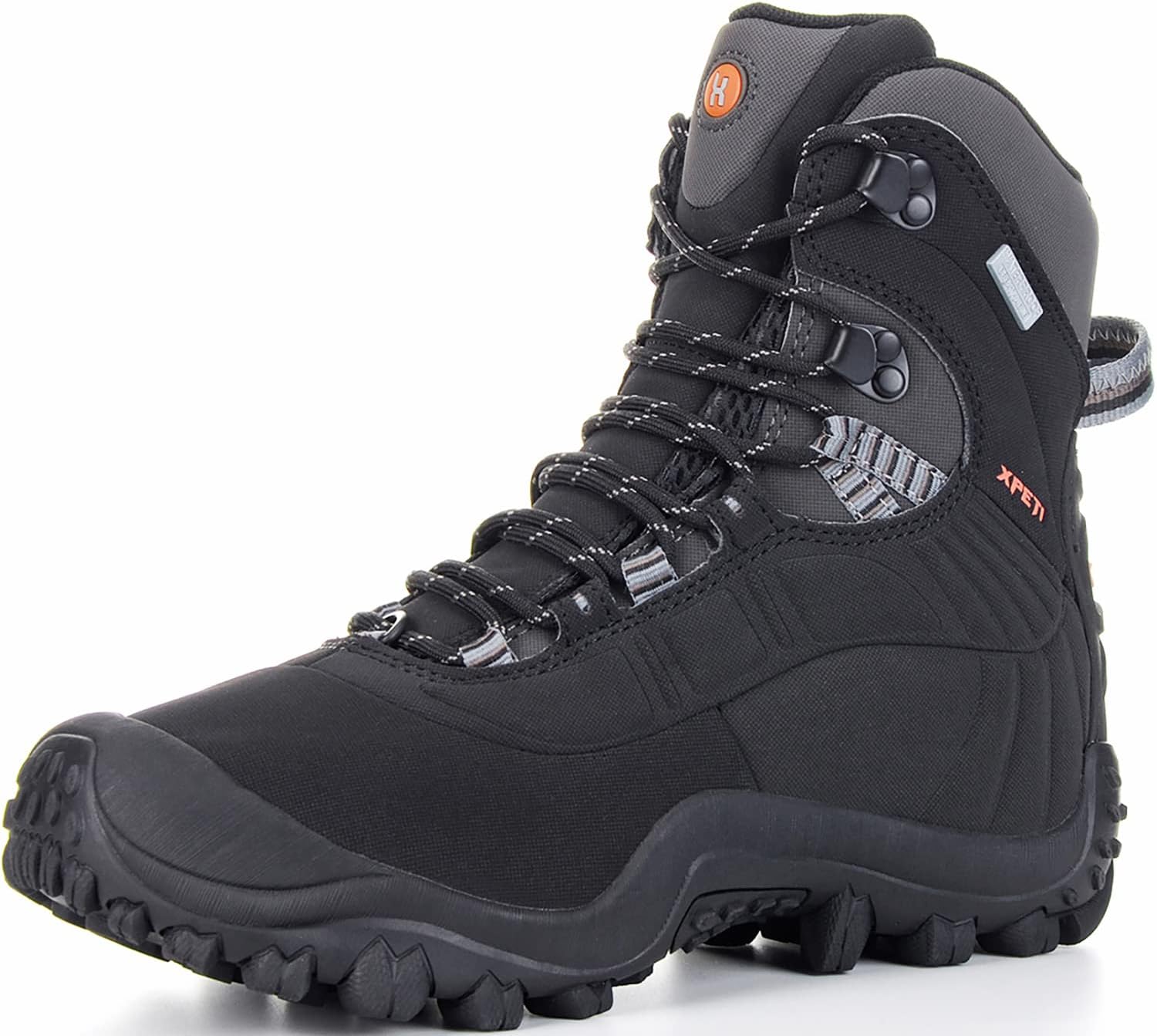 XPETI Big Kids' Thermador Insulated Medium Height Waterproof IR Trekking Mountain Road Outdoor Boots, Black/White, 41.5 EU