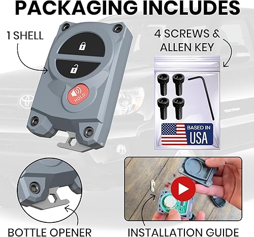 Vista 28 de Funda para llavero Toyota con abridor de botellas integrado, carcasa protectora resistente para Tundra (2007-2017) y Tacoma (2005-2015) - Agarre