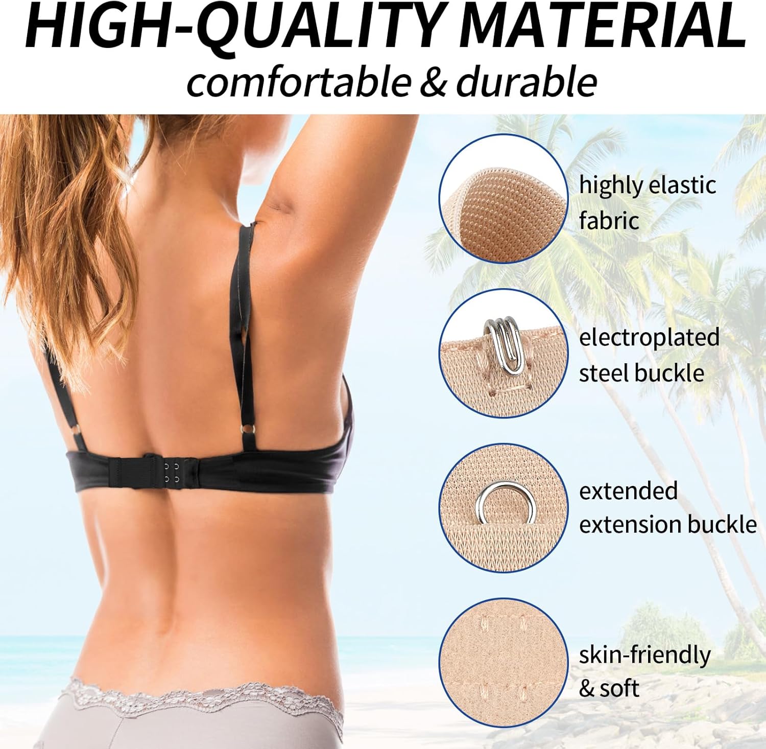 PEASUG 12 PCS Bra Extenders 2 Hooks, Bra Strap Extender, 2 Hook Bra Extenders for Women（Black, White, Nude, Beige） - Image 4