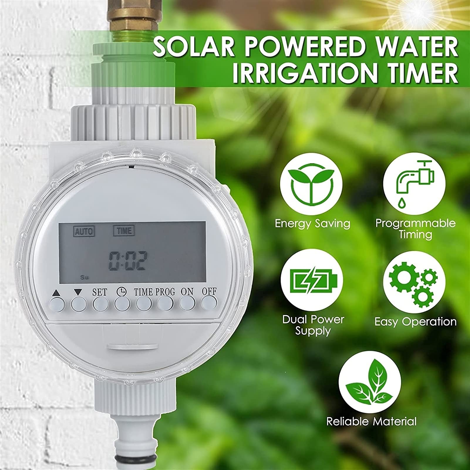 RJJ Timer Sprinkler, Timer di irrigazione ad Acqua Solare Garden Garden Electronic Programmeable Automatic Automatic Regolatore del Tubo Flessibile Rubinetto