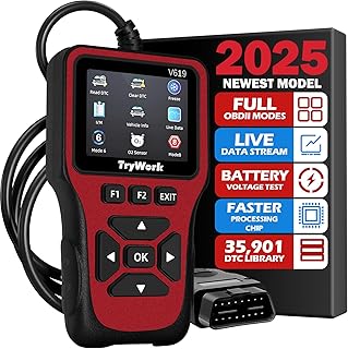 OBD2 Scanner Diagnostic Tool, Check Engine Code Reader with 35901 DTC Lookup, Mode 6 & 8, I/M Readiness for All OBDII Cars Since 1996 (Red)