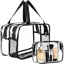 2 Pack Clear Toiletry Bags,Large Toiletry Bag Thickened PVC Toiletry Bag for Women and Men,Waterproof Cosmetic Bags with Handle,Transparent Travel Toiletries Bag for Business,Camping, Travel
