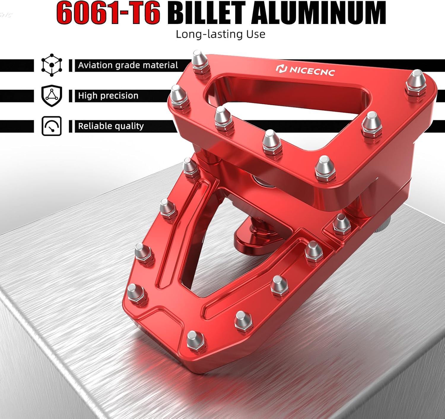 NICECNC Red Rear Expanded Foot Pedal Compatible with Honda CRF1000L Africa Twin 2016-2019, CRF1000L Africa Twin Adventure Sports 2016-2019, CRF1100L Africa Twin 2020-2025, See Fitment