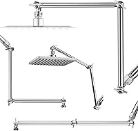 SINGINGRAIN 16" Solid Brass Shower Head Extension Arm - Adjustable Height & Angle, Locking Joints, Extra Long Reach, Chrome