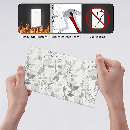 Miniatura 300 de Placa de pared dúplex de receptáculo de dispositivo de 1 gang de madera envejecida blanca gris con veta de tablón, cubierta de enchufe eléctrico de