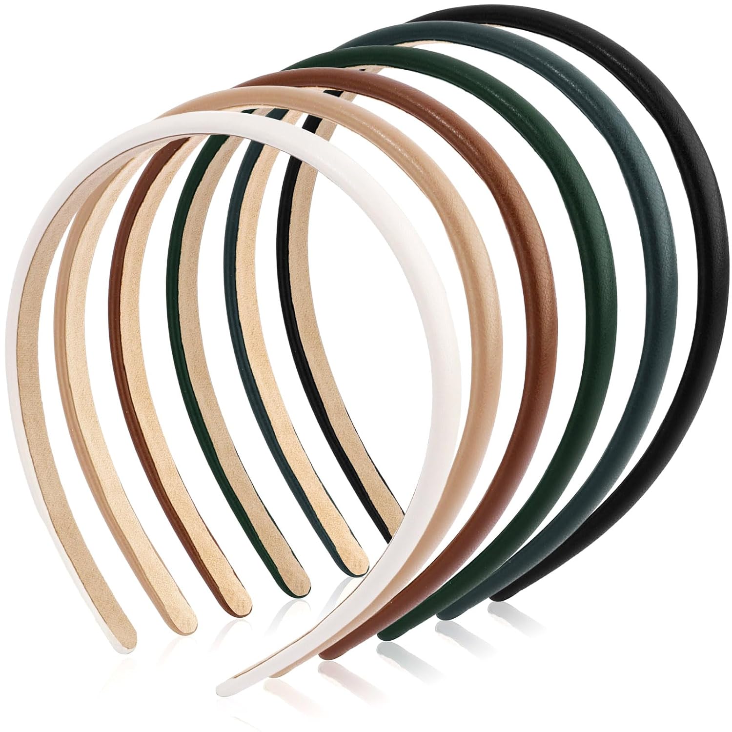 6 Pack PU Leather Thin Headbands for Women - Neutral Colors, Non-Slip & Trendy Skinny Hair Bands - For All Hair & Everyday Style - Image 8