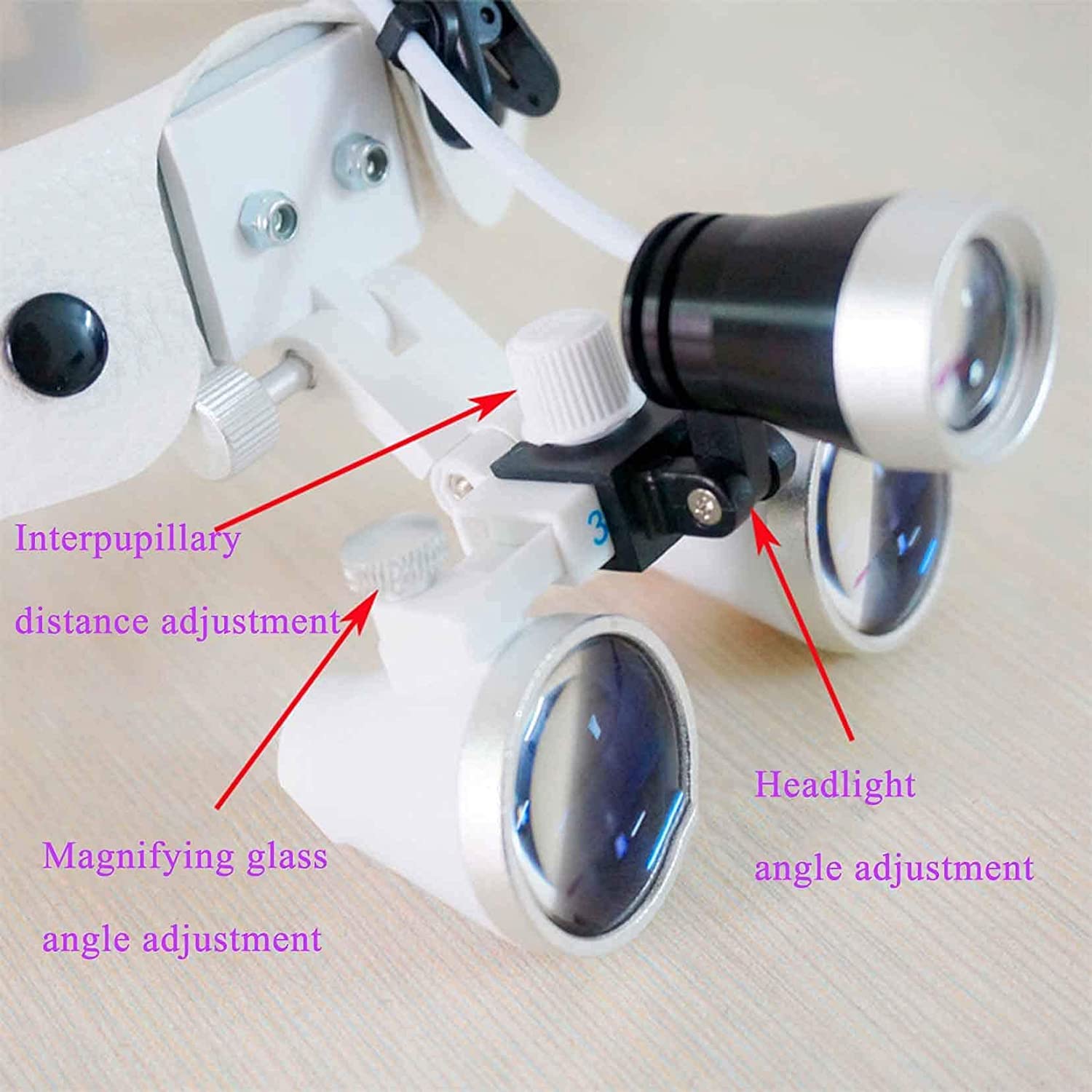 Lenti di ingrandimento dentali, Lenti binoculari per Dentisti, chirurgiche, mediche, 2,5X/3,5X, Lenti di ingrandimento montate sulla Testa, con Lampada Frontale a LED + s