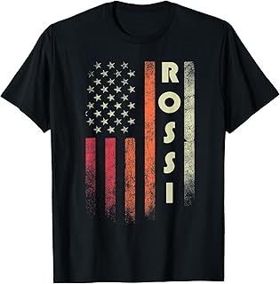ROSSI Surname Funny Retro Vintage Birthday American Flag T-Shirt