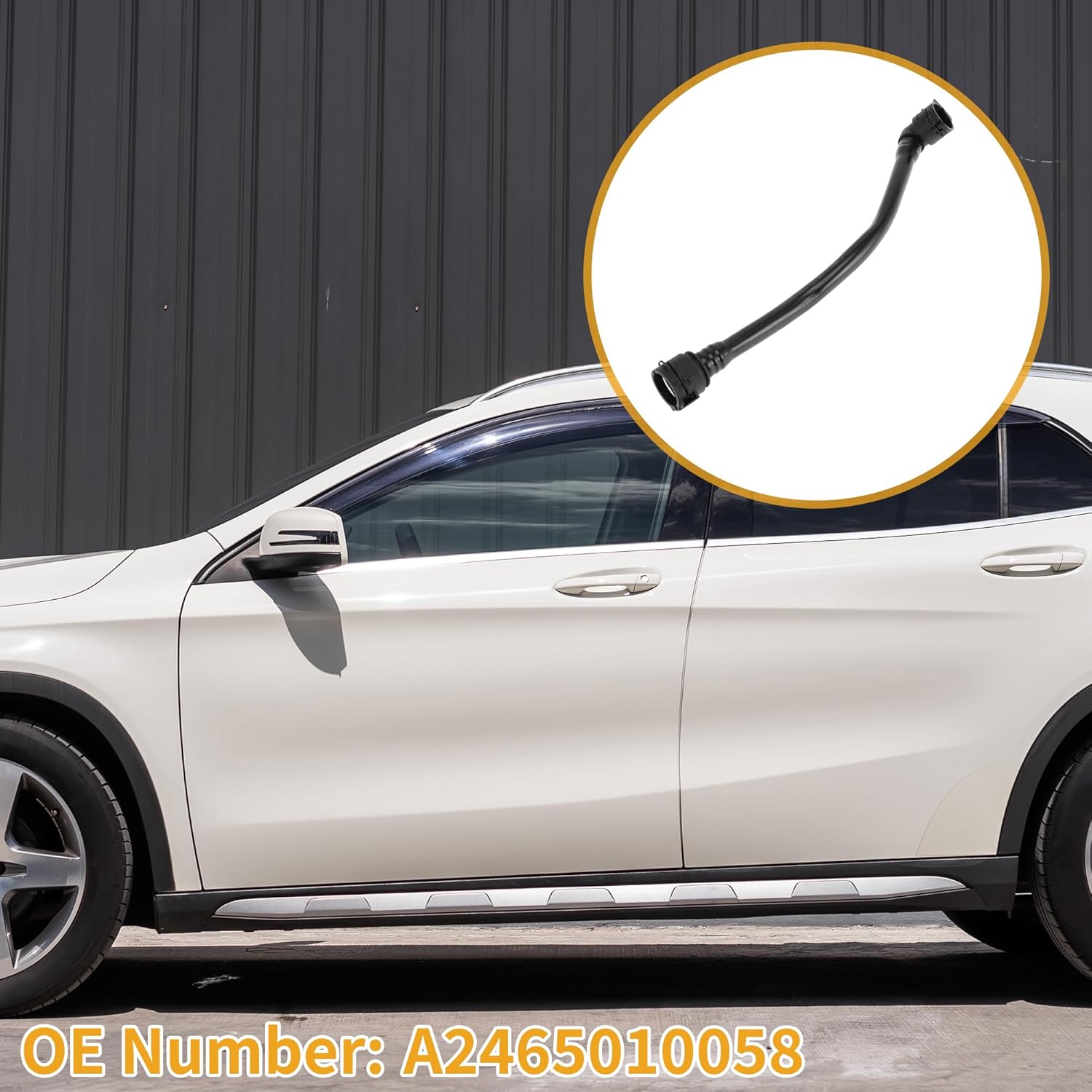 Radiator Hose No.A2465010058 Engine Coolant Tank Overflow Hose Filling Pipe for Mercedes-Benz GLA250 2015-2020 Rubber Black Good Sealing