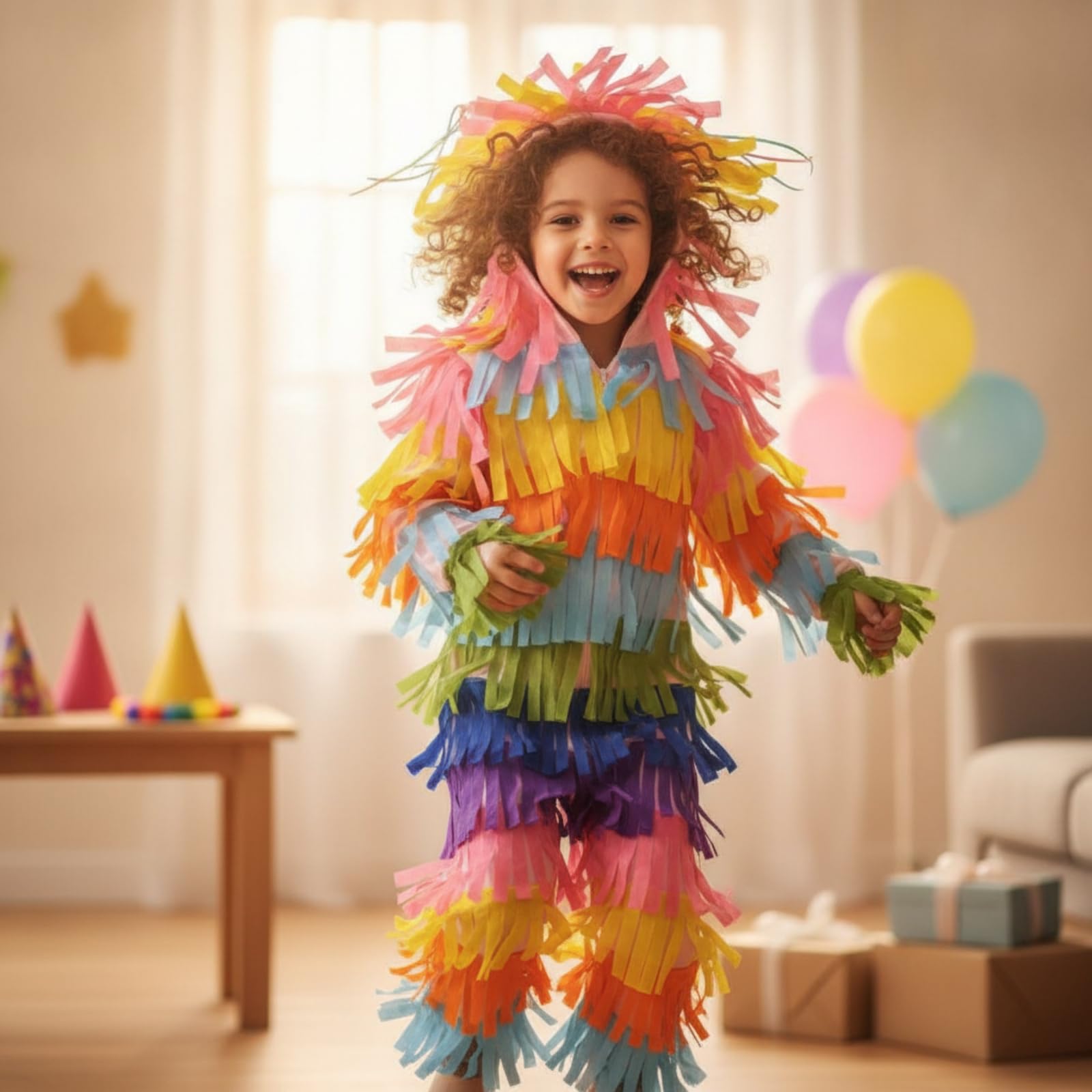 Costume Intero Ispirato Messicana Morbido Tuta di Carnevale con Cappuccio e Frange Confortevole Abito di Scena con Maniche e Gambe Coperte