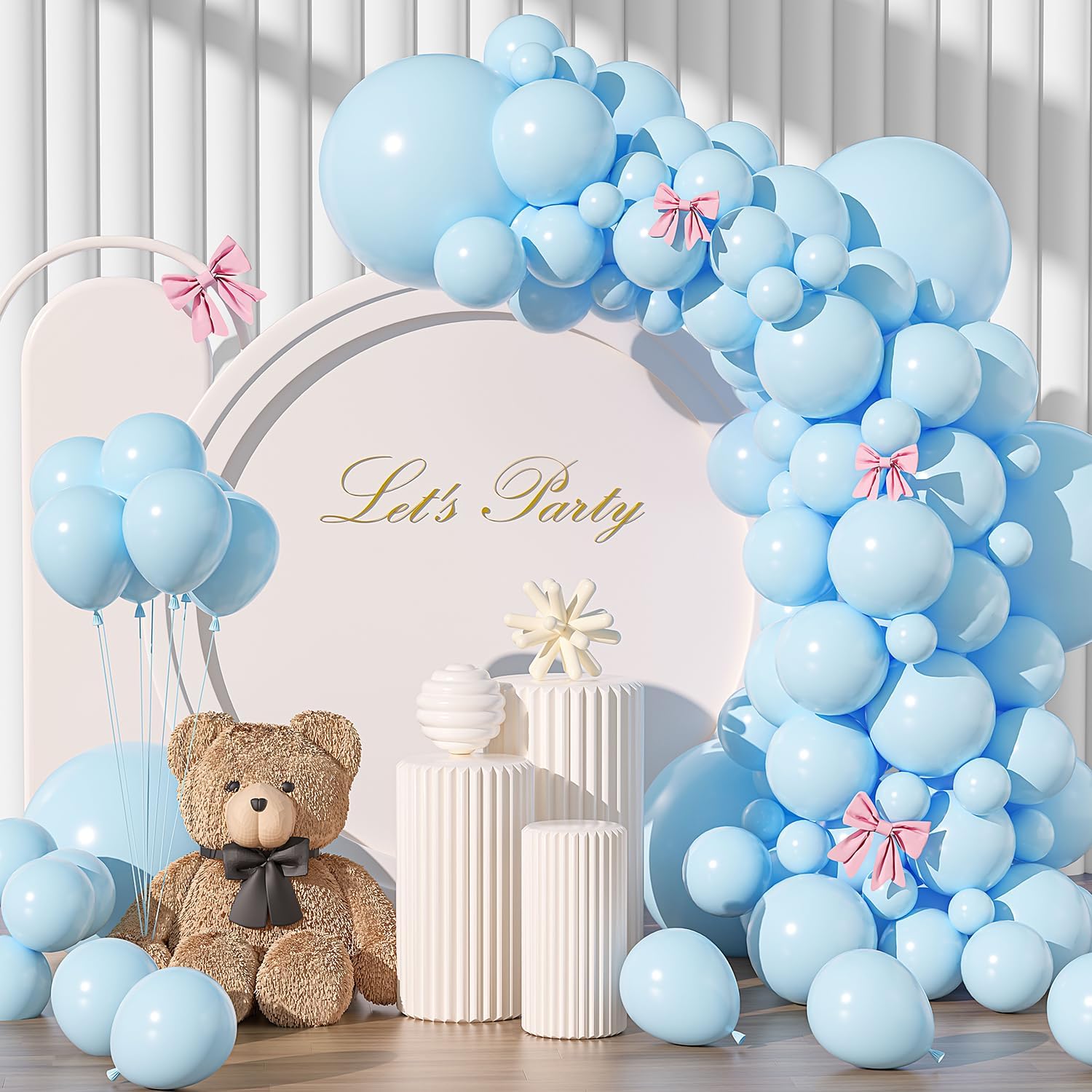 Pastel Blue Balloons Different Sizes 135pcs 18 12 10 5 Inch Baby Blue Balloon Arch Kit Garland for Birthday Party Graduation Baby Shower Gender Reveal Easter Anniversary Party Decoration