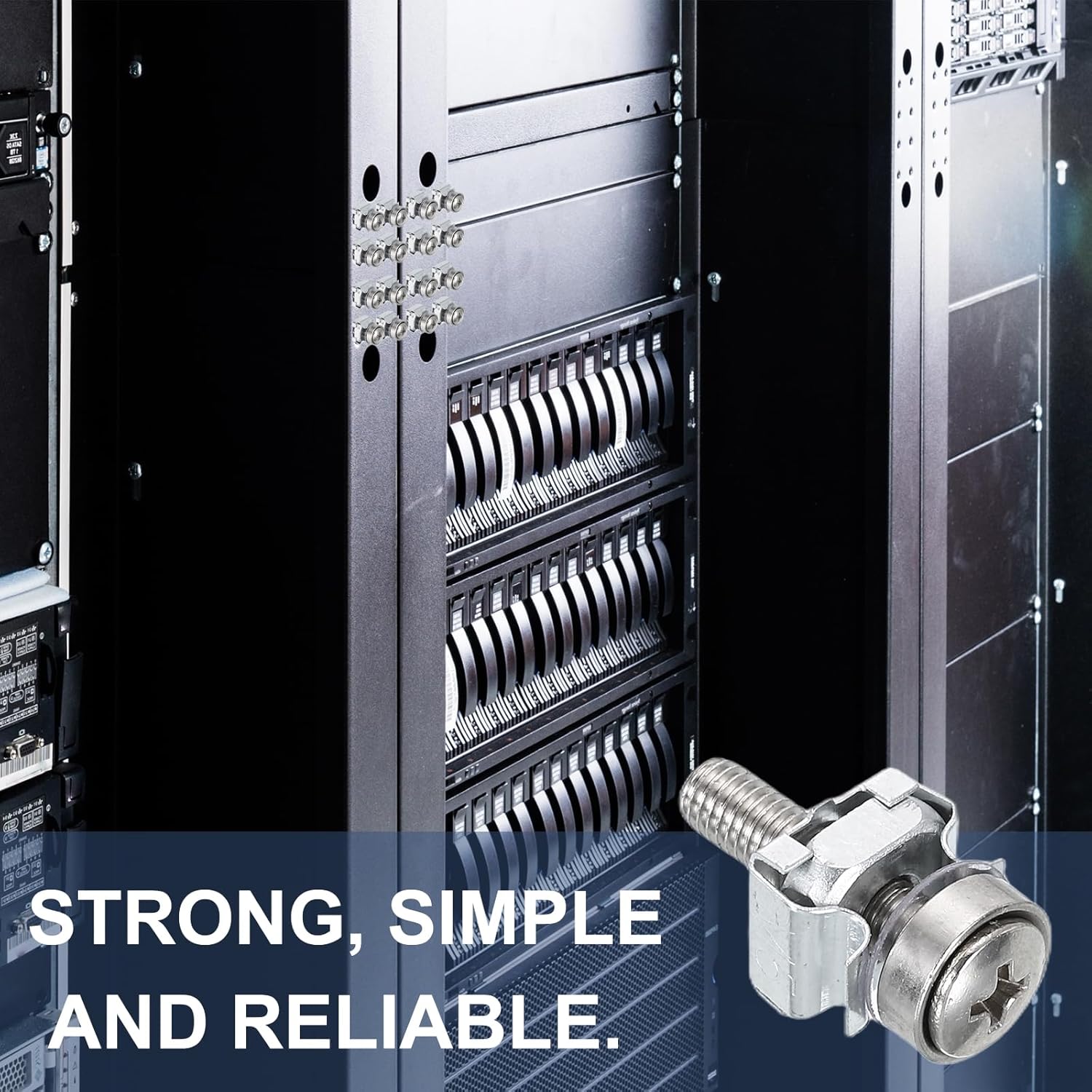 PATIKIL Rack Mount Cage Nut, Carbon Steel Rack Screws Zinc Square Snap-in Cage Nut for Mount Server Cabinet