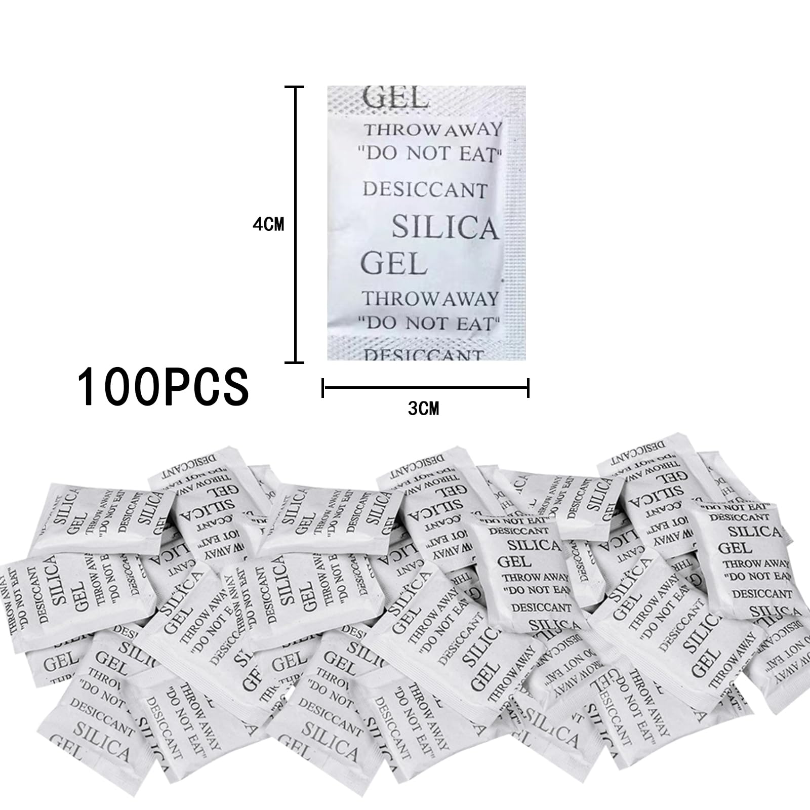 100 Silica gel bolsitas 1g, Gel de Sílice Deshumidificador Desecante, Bolsas de Silice Antihumedad, Bolsas De Gel De SíLice Sachets Desecante para Deshumidificar Ropa, Comida