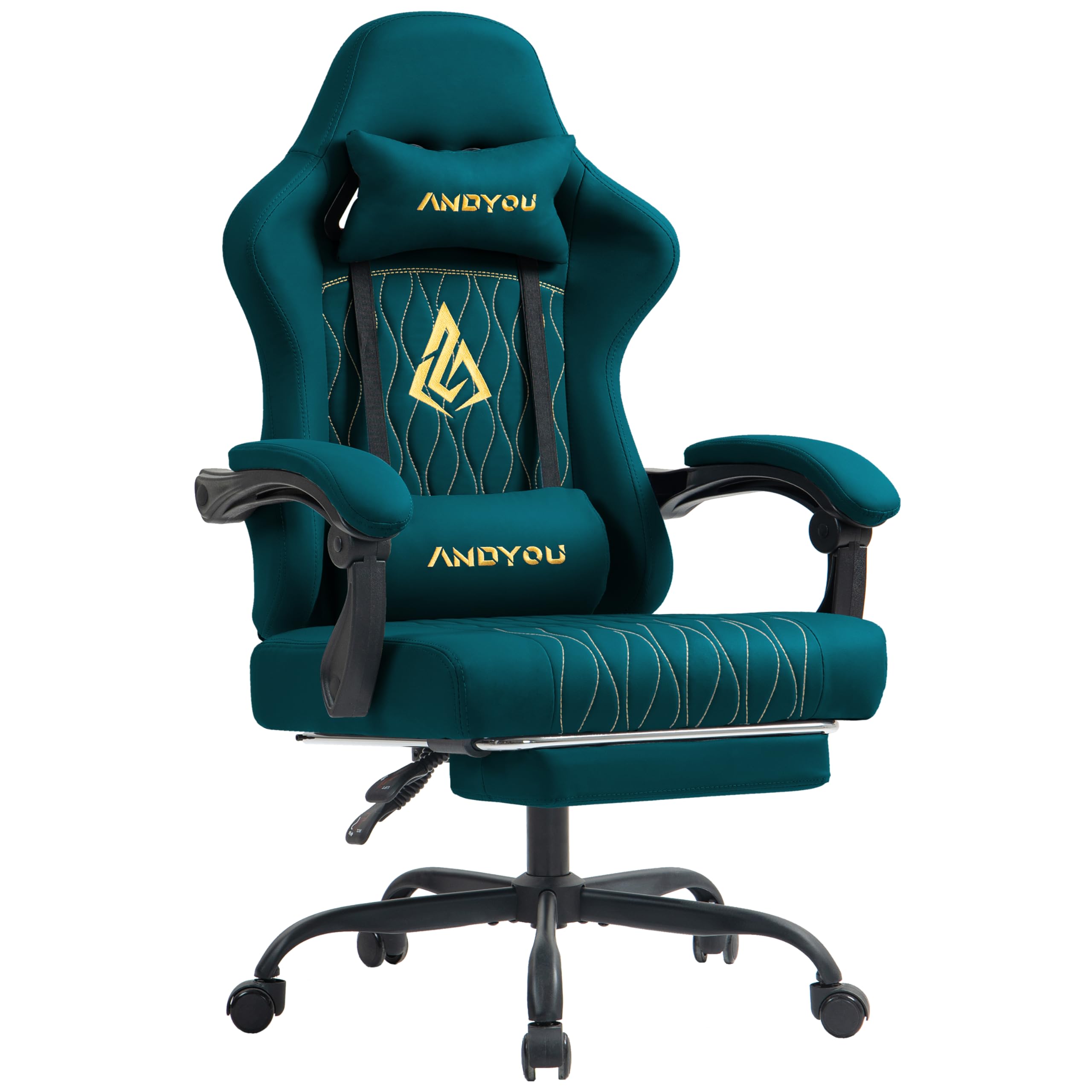 Andyou Silla Gaming Ergonómica Profesional con Soporte Lumbar - Silla Gamer para Adulto, Giratoria y Reclinable con Reposapiés Ajustable y Tela Transpirable, Soporte 150 kg para Oficina y PC
