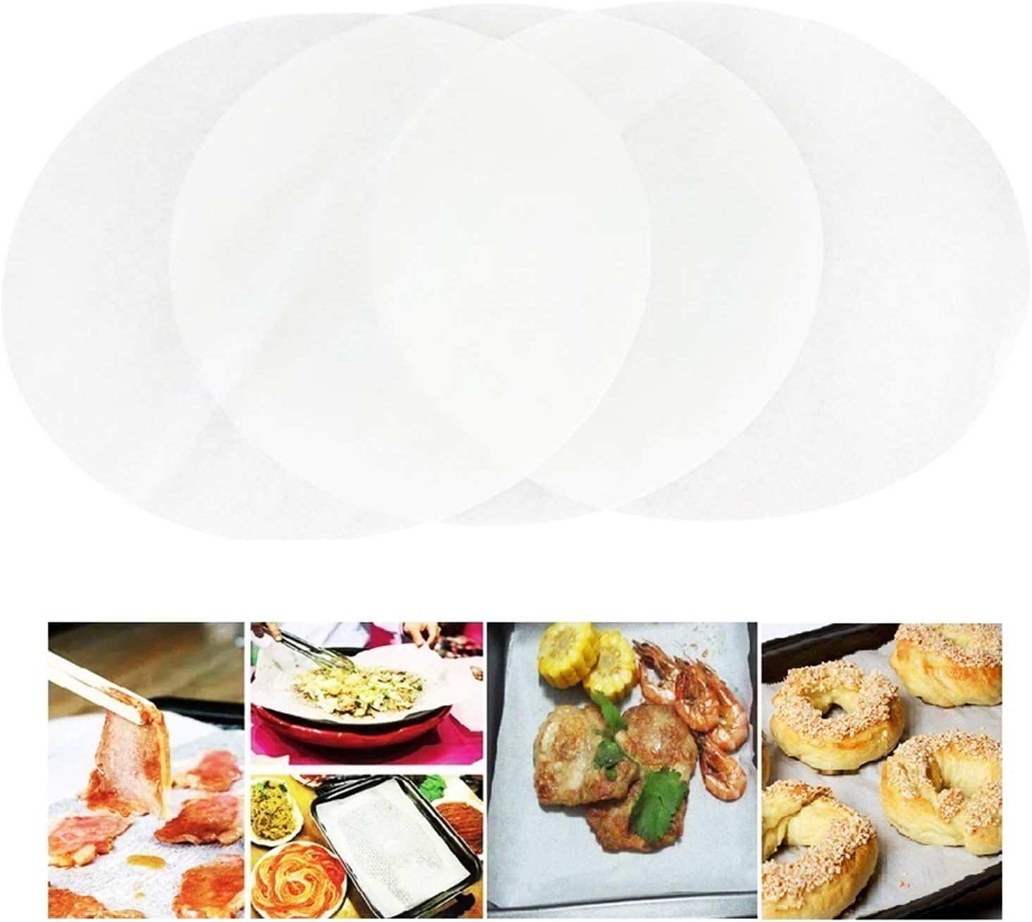 Mity rain Parchment Paper for Air Fryer, 100pcs 8 Inch Diameter Paper Parchment Paper Sheets Pre-Cut, Baking Parchment Rounds