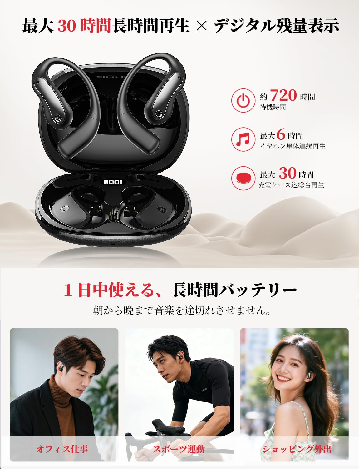 Amazon.co.jp: ワイヤレスオープンイヤーイヤホン【音質革命・聴覚の新