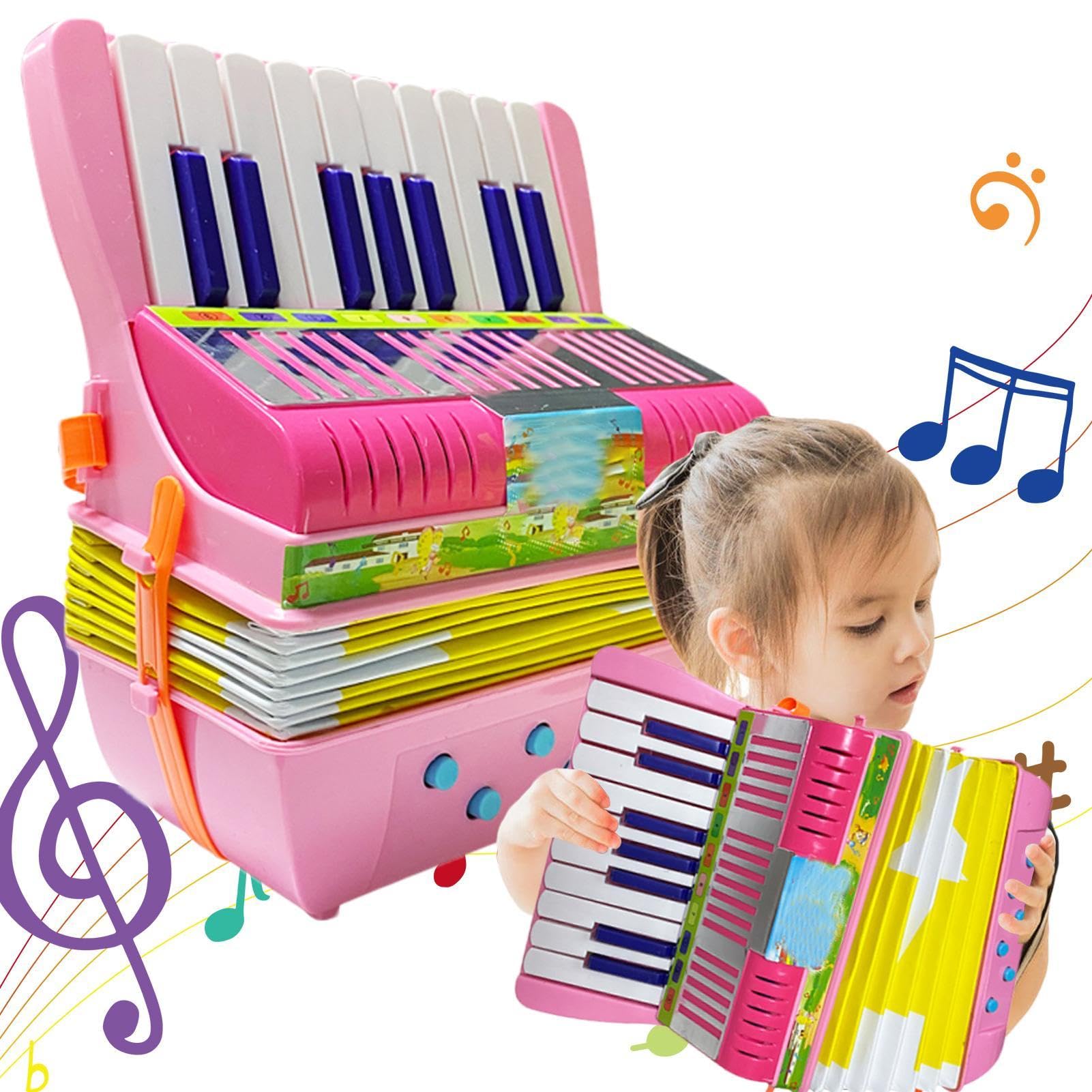 Instrumentos Musicales de acordeón para niños, acordeón de Botones para niños - Acordeón de Botones de 17 Teclas, de acordeón pequeño - Educativo Ligero Preescolar Lindo Instrumento pa