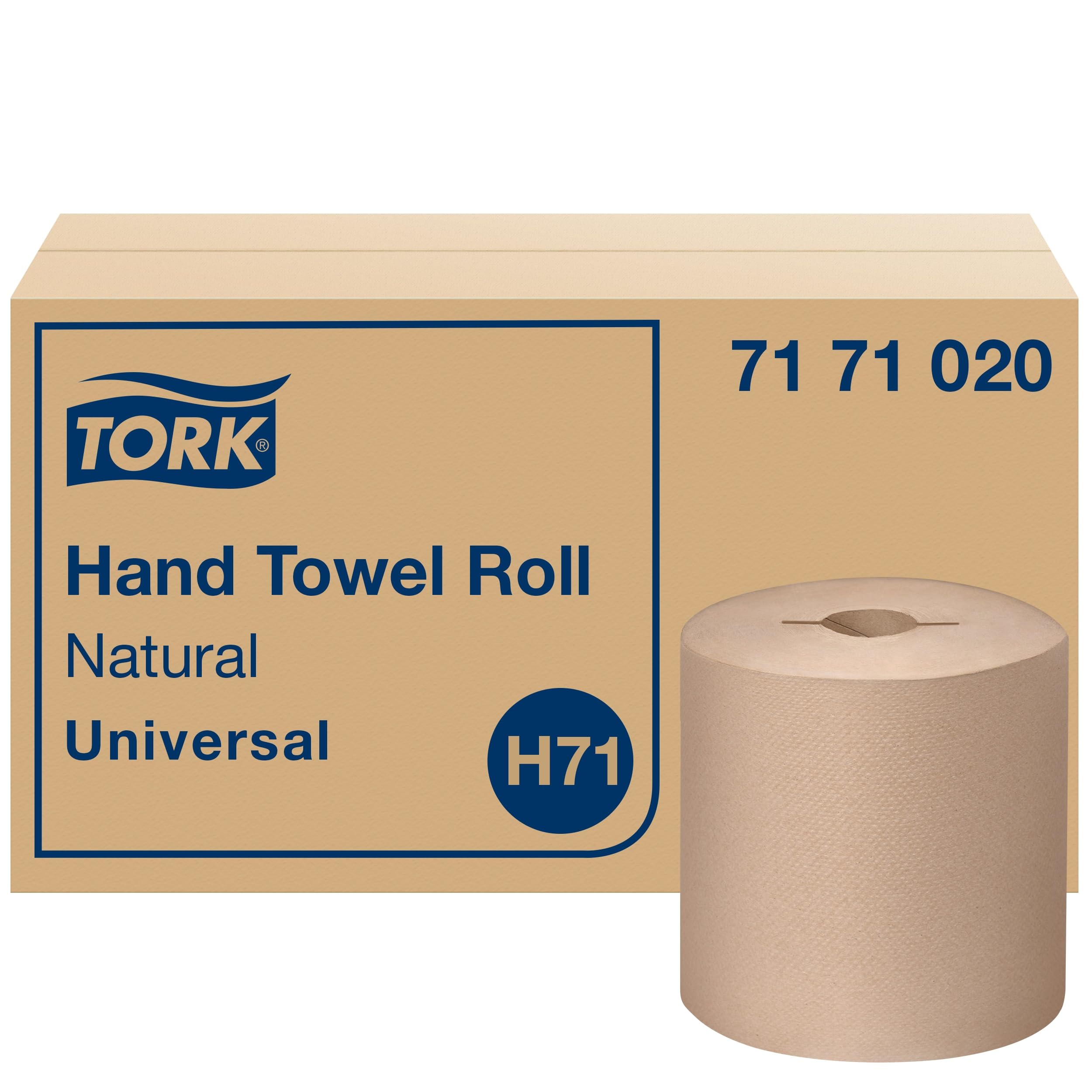 Tork 7171020 Rollo universal de papel para toallas de mano, I-Notch, 1 capa, 7.5 pulgadas de ancho x 1000 pies de largo, natural (caja de 6 rollos, 1000 pies por rollo, 6.000 pies por caja)
