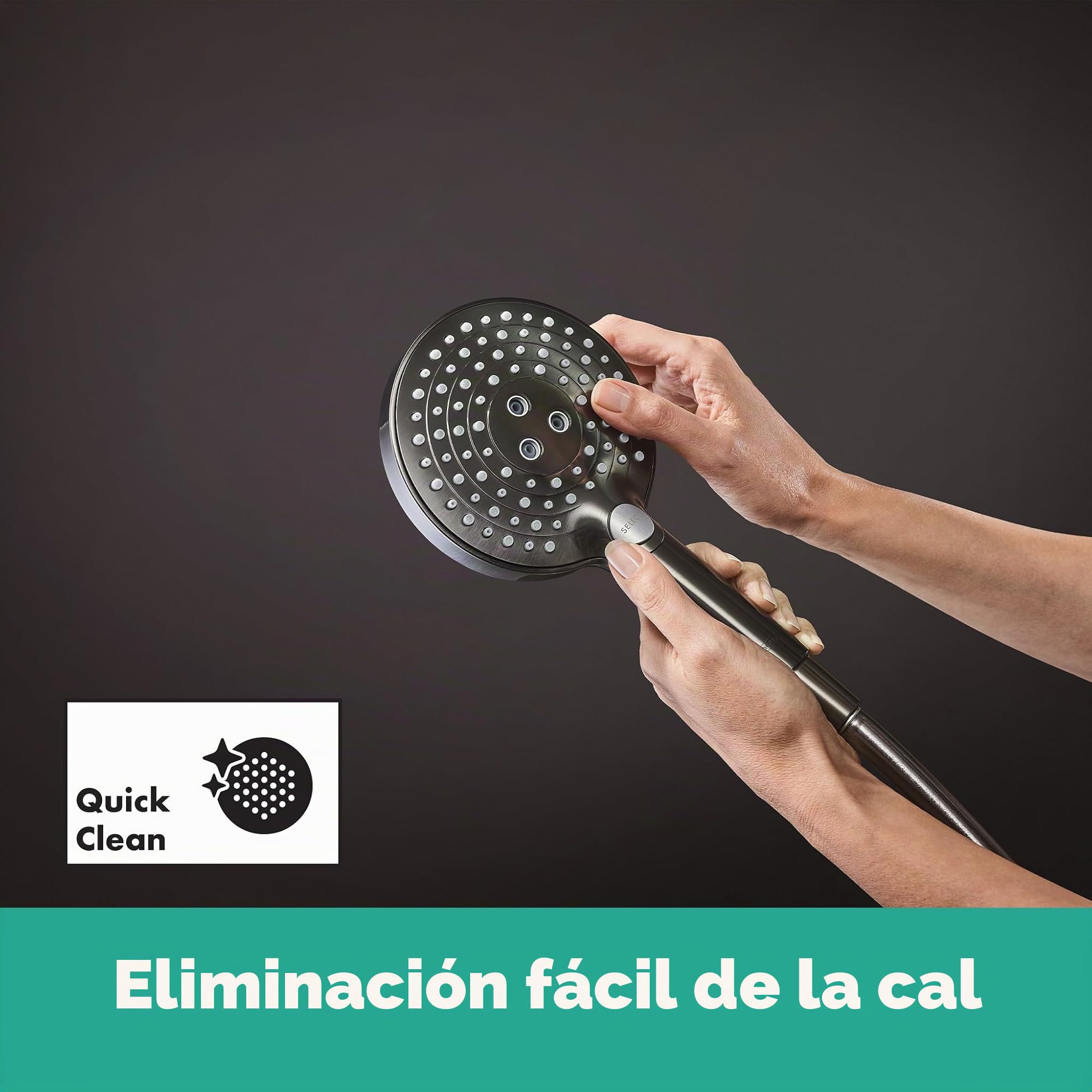 hansgrohe Raindance Select S - Alcachofa de ducha de mano con 3 tipos de chorro (incluye PowderRain), ducha redonda (120 mm), cabezal de ducha con función antical, cromo negro cepillado